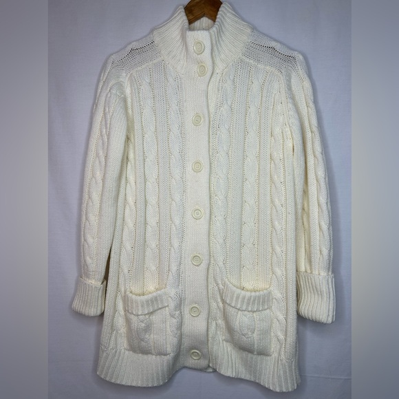 Sears Sweaters - Vintage Sears Cable Knit Cream Cardigan Sweater Size Medium